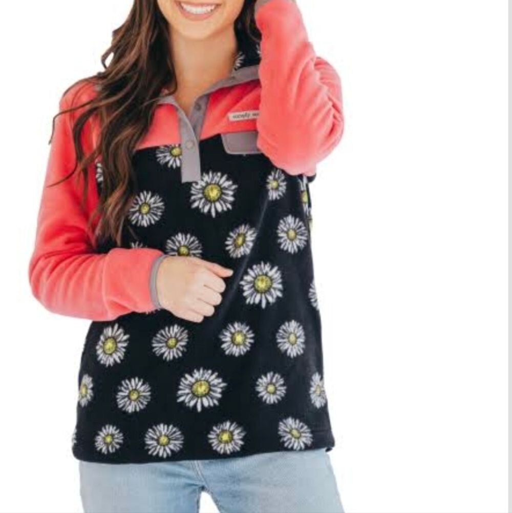 Simply Southern Classic Daisy Long Sleeve Pull Over Fleece Sz‎ S